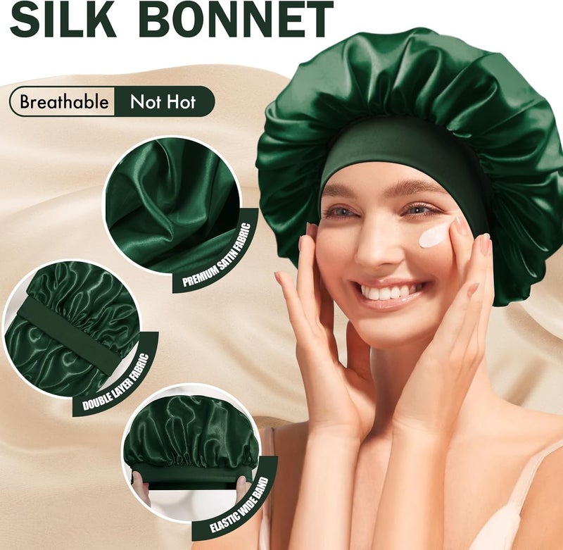 Doitory Store Satin Silk Bonnet for Sleeping, Double Layer Silk Sleep Cap for Men & Women, Soft Satin Lined Bonnet for Curly Hair - Image 3